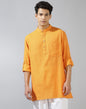 Fabindia Men's Cotton Self Design Regular Fit Kurta (1033104YELLOW_Yellow