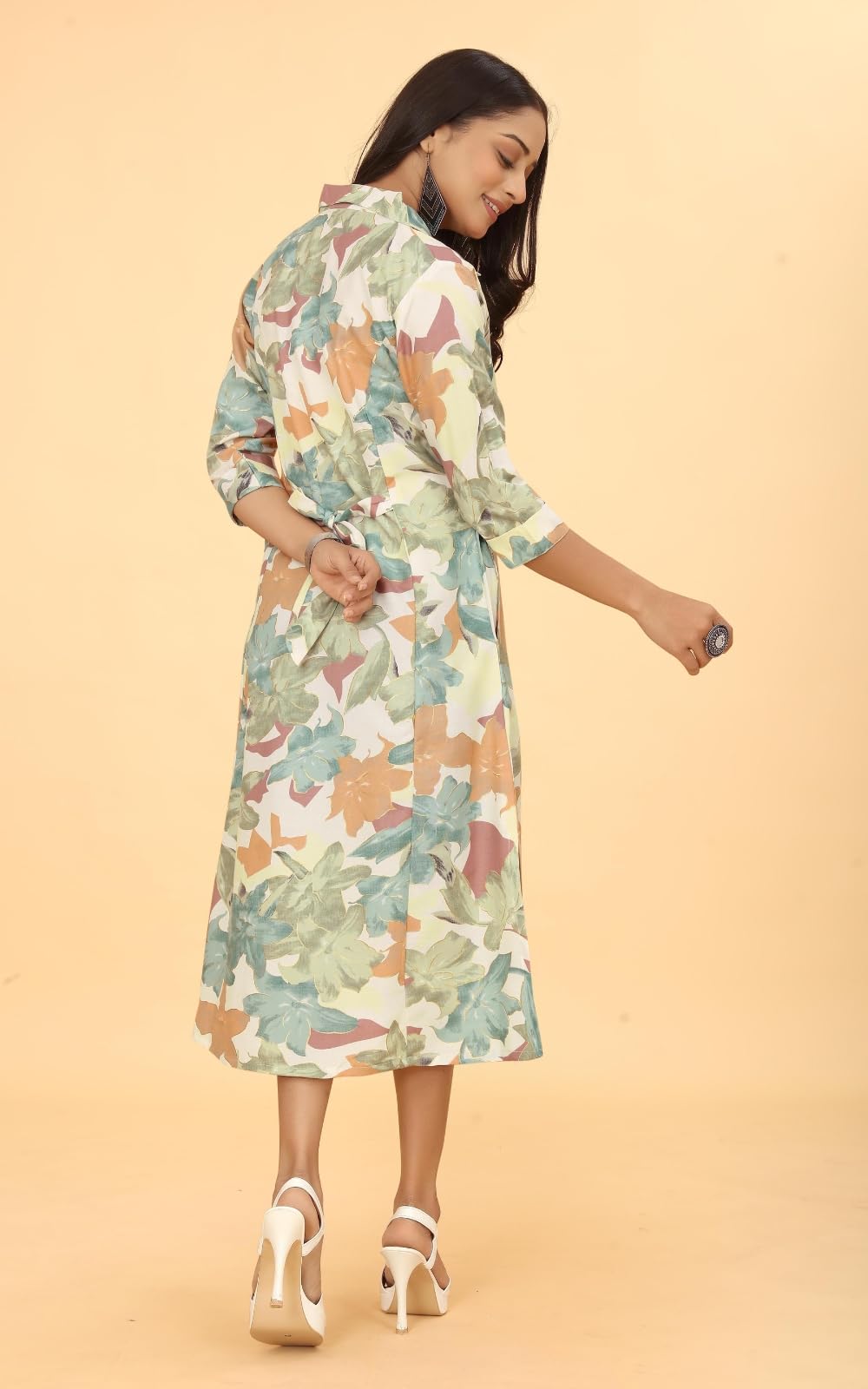 Kesudi A Line Dresses For Women Western Latest - Rayon Floral One Piece Dress For Women Long | Stylish Flared Shirt Knee Length