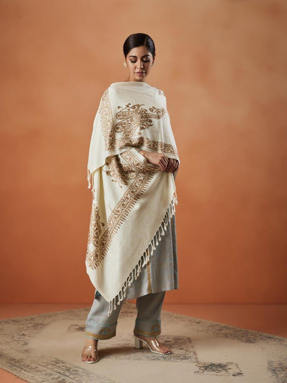 Pashmoda Women Nargis Kashmiri Aari Embroidery Stole (Size: 71X203 CM)