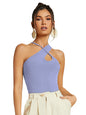 Sugathari Womens Sky Blue Criss Cross Front Ribbed Knit Korean Trendy Tank Western Tops for Women Stylish (T-Shirt 183 Sky Blue