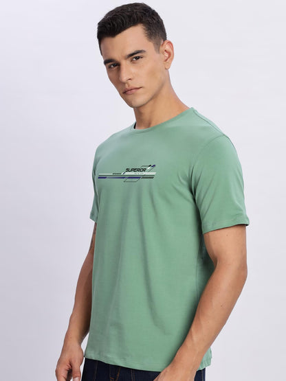ADRO Men's Graphic Printed 100% Cotton T-Shirt - Regular Fit, Printed T-Shirts for Men (RN24-RAC-PT_Pista)