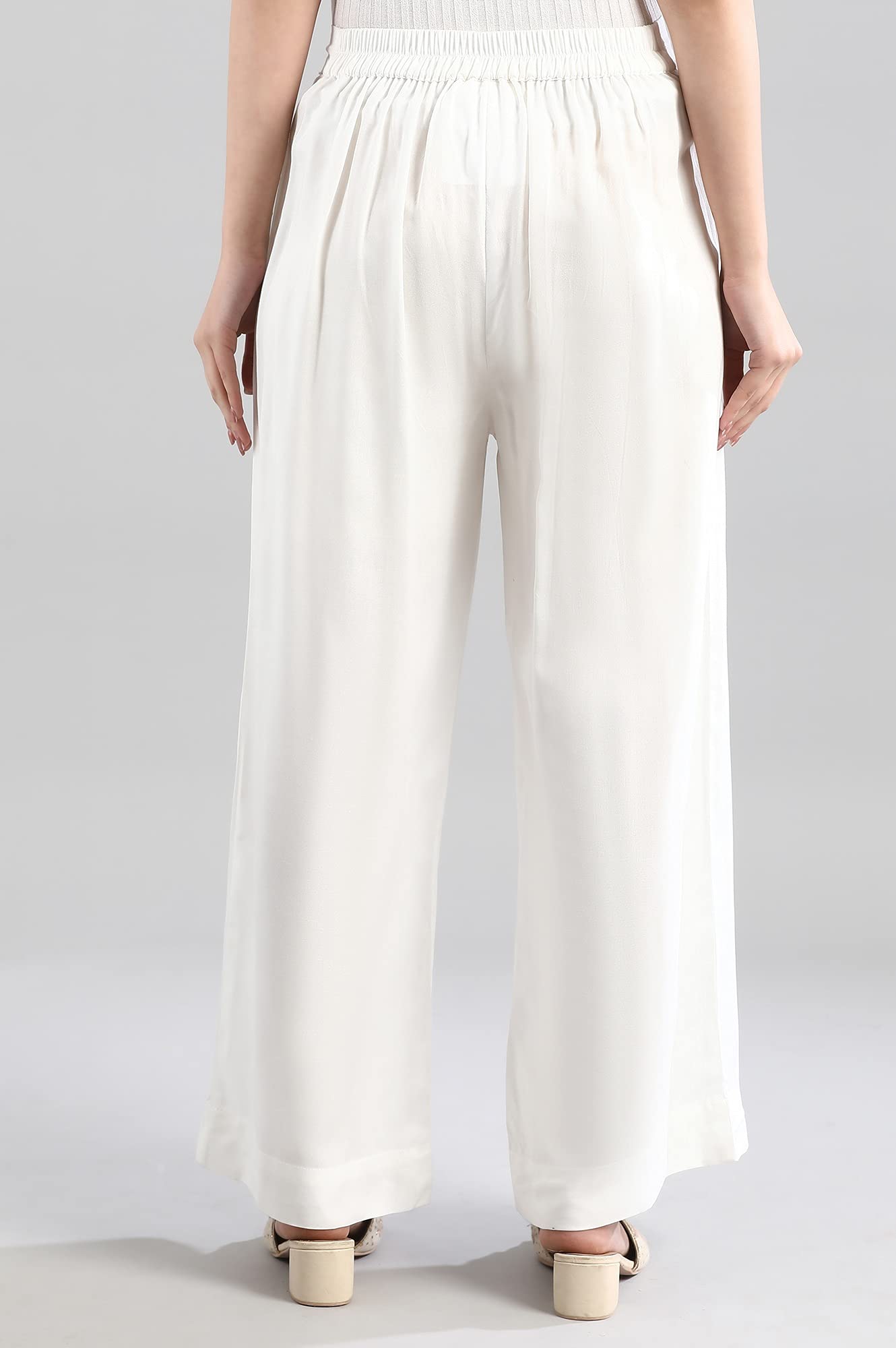 Aurelia White Solid Palazzo Ethnic Bottomwear for Women