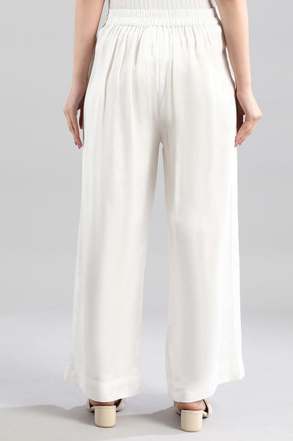 Aurelia White Solid Palazzo Ethnic Bottomwear for Women