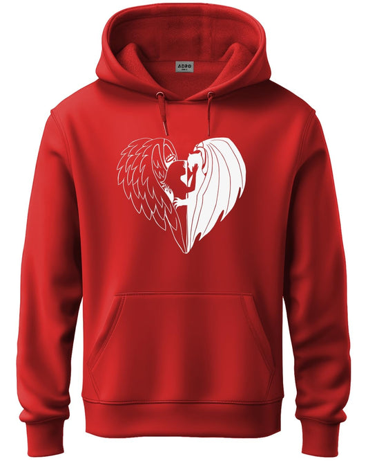 ADRO Mens Cotton Neck Hooded Sweatshirt (H24-DEVI-RD_Red