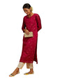 Libas WomenS Chanderi Silk Embroidered Straight Kurta (58009_Hot Pink
