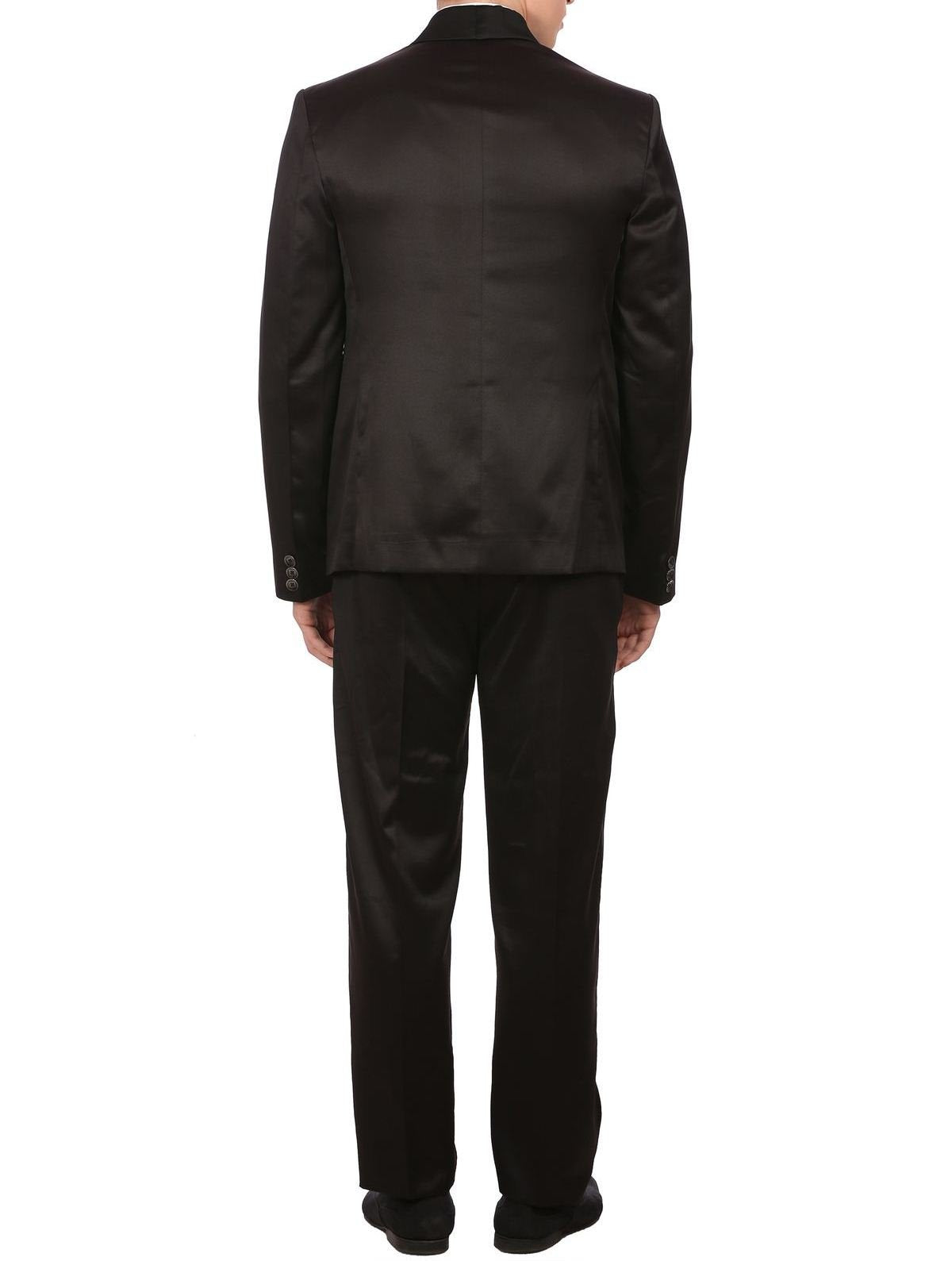 WINTAGE Mens Poly Blend Notched Lapel Black Tuxedo 3Pc Suit