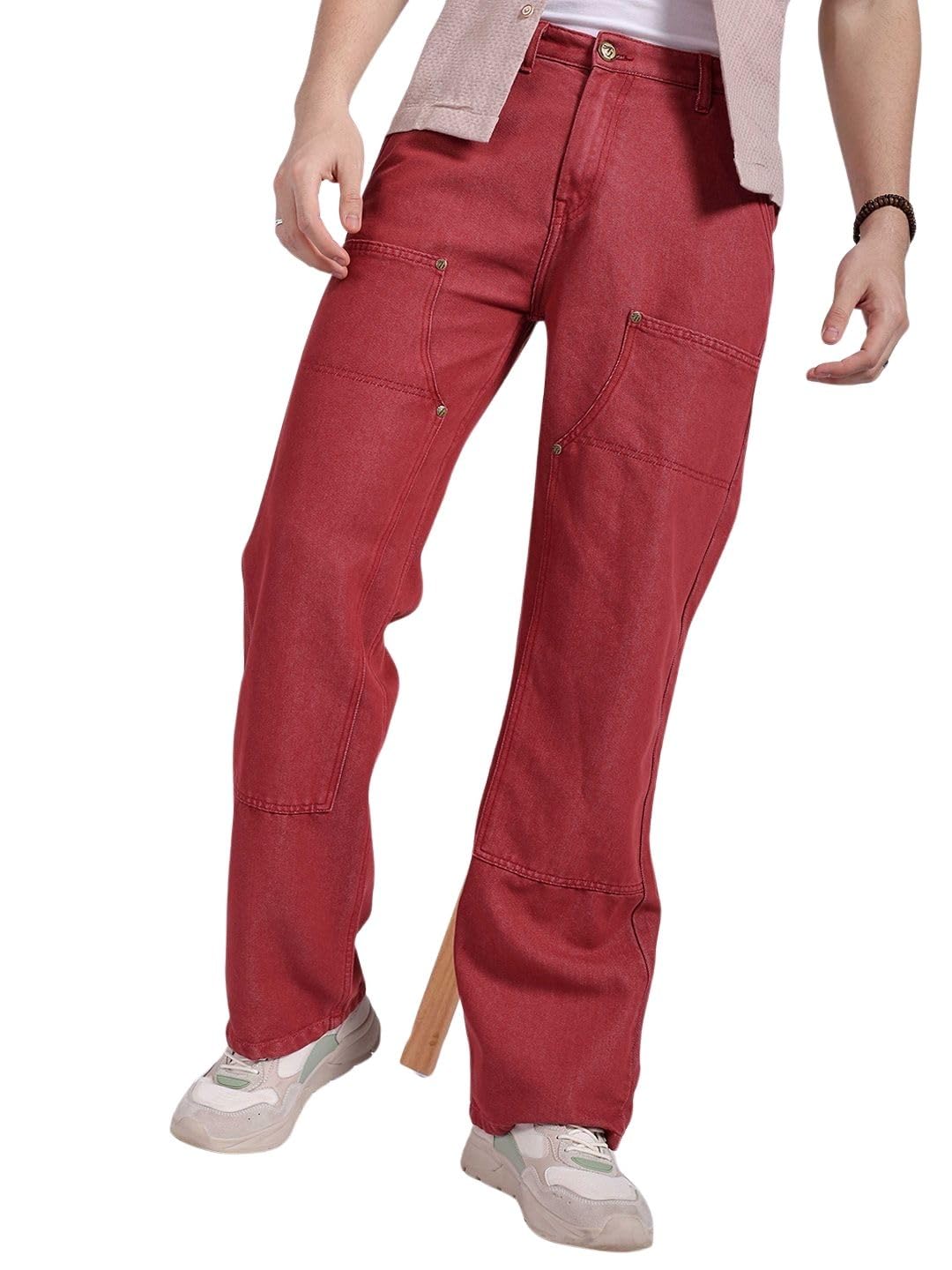 The Indian Garage Co Men Baggy Solid Mid-Rise Carpenter Denim