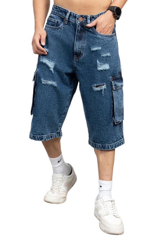 Hubberholme Men Cotton Relaxed Fit Mid-Rise Knee Length Shorts 12
