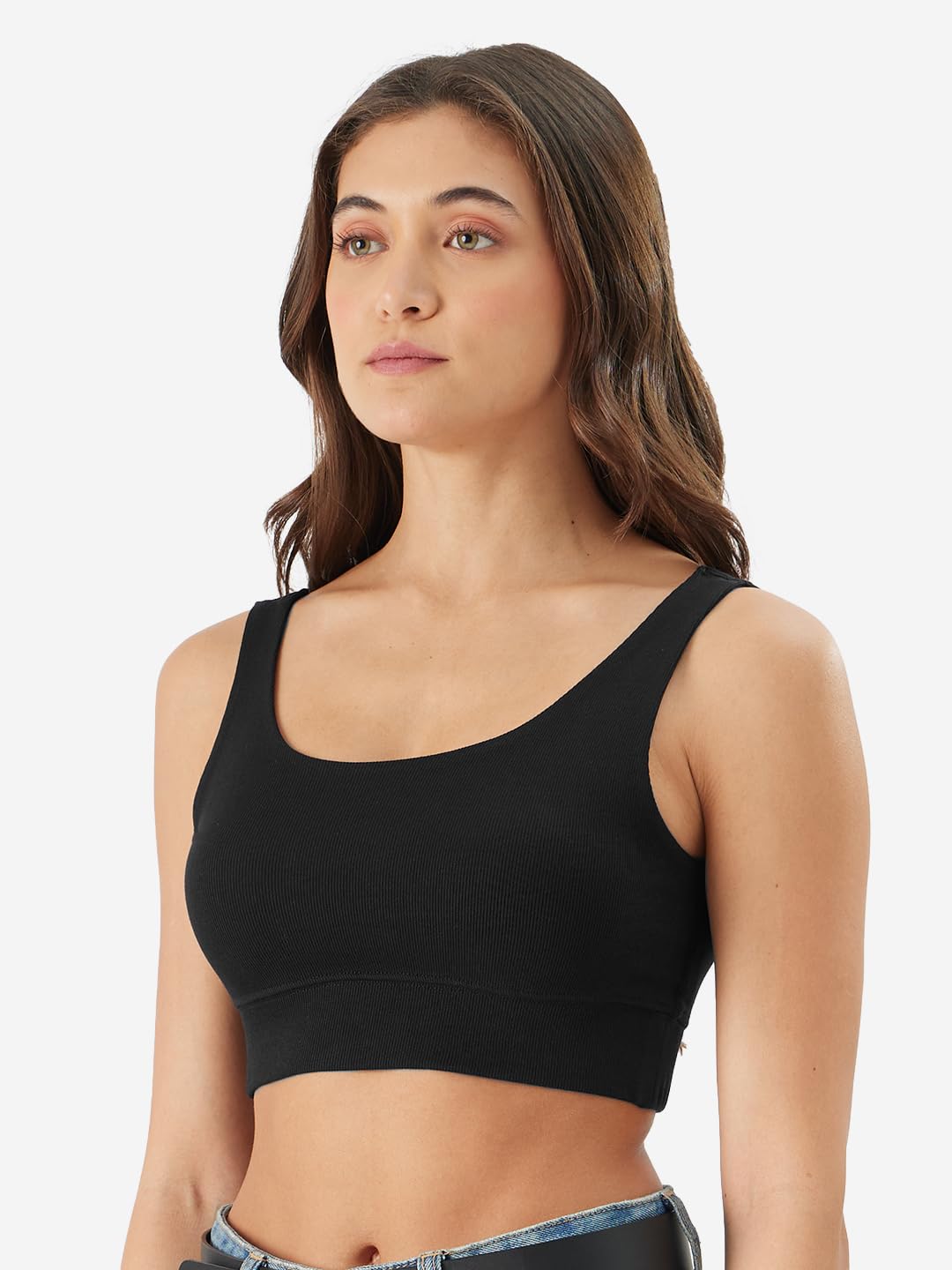 The Souled Store Solids: Black Women and Girls Pull On Cotton Blend Bralette Top