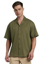 Dennis Lingo Men Polyester Relaxed Fit Textured Shirts Olive