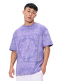 The Souled Store Indie Blue Men and Boys Short Sleeves Round Neck Blue Paisley All Over Printed Cotton Oversized T-Shirts