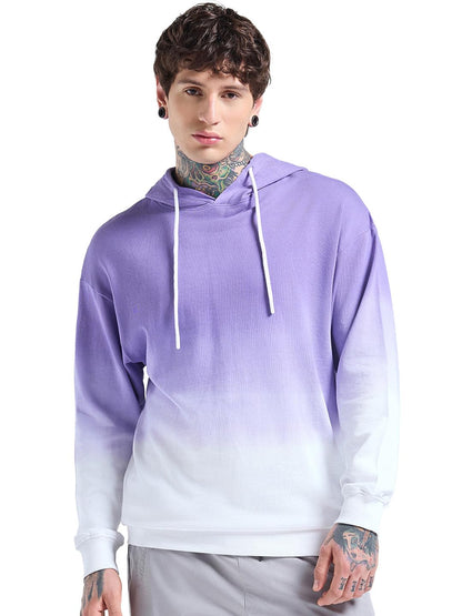 Bewakoof MenS Ombre Oversized Fit Full Sleeve Cotton Blend Hoodies_682755_White_L