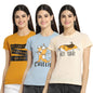 Preneum Womens Cotton Regular Fit Latest Graphic Stylish Printed Short Sleeves Casual T-Shirt || Latest Trendy & Style (Pack 3)