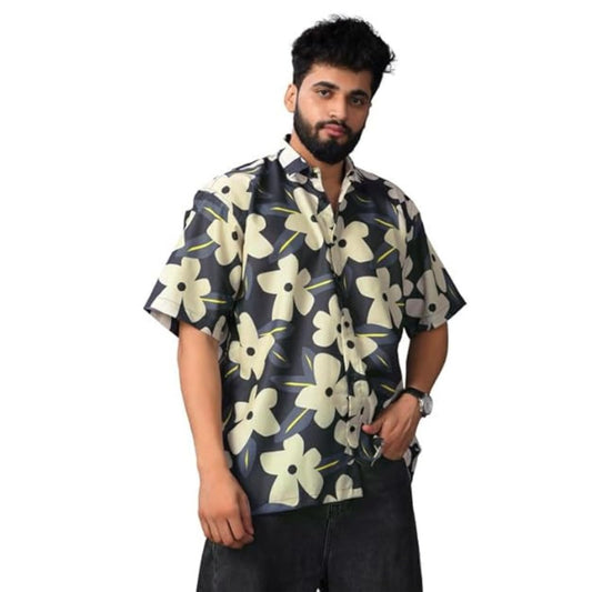 Brown Culture MenS Cotton Blend Floral Print Shirt With Spread Collared Half Sleeves Standard Length And Button Down Closure Ty