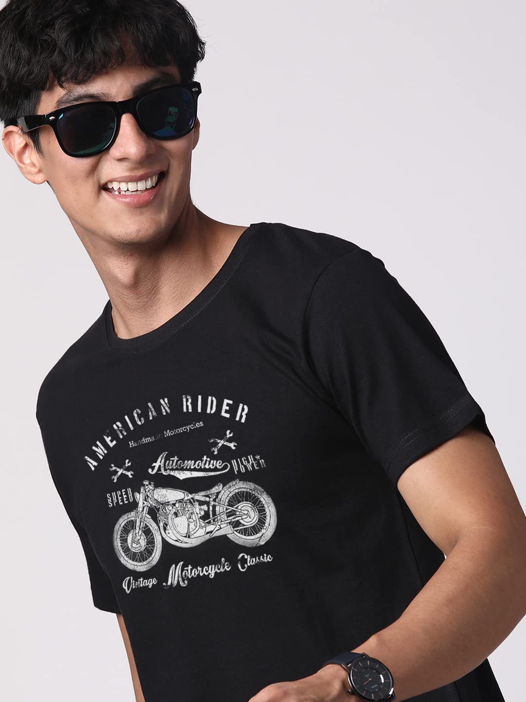 ADRO Men's Regular Fit T-Shirt (RN-M-AME-BL)