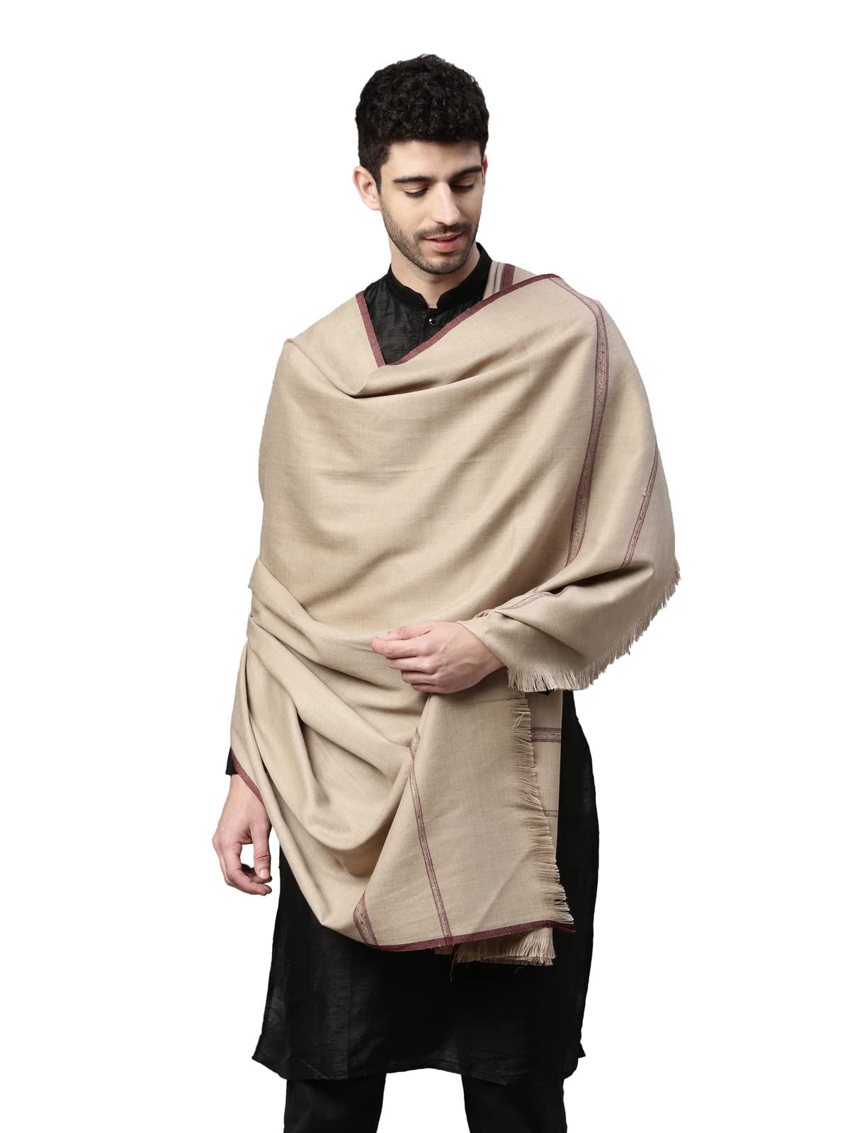 Pashmoda Men Farhat Woven Design Shawl (Size 123X266 Cms, Black Color)