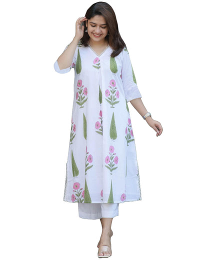 Gosriki WomenS Rayon Viscose A-Line Printed Kurta With Pant (Pnil White-Gs_4Xl_White_Xxxx-Large)