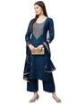 GoSriKi Women's Cotton Kurti with Palazzos & Dupatta