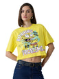 The Souled Store Official Spongebob: Running Away Women and Girls Oversize Fit Half Sleeve Graphic Printed Cotton Yellow Color C