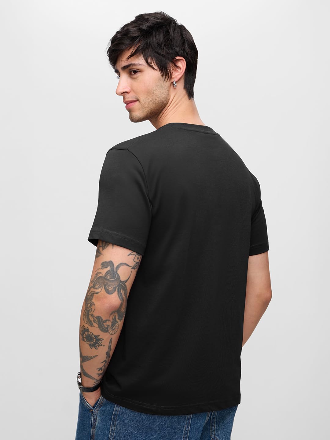 The Souled Store Umbrella Academy: Sobriety Men and Boys Short Sleeves Round Neck Black Graphic Printed Regular Fit Cotton T-Shi