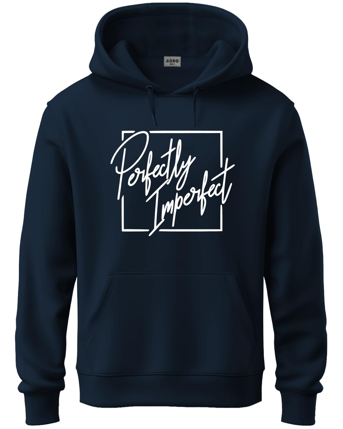 ADRO Mens Cotton Neck Hooded Sweatshirt (H24-FECT-NB_Navy Blue