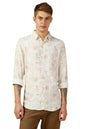 Dennis Lingo MenS Dusty Pink Full Sleeve Spread Collar Printed Relaxed Fit Casual Shirt