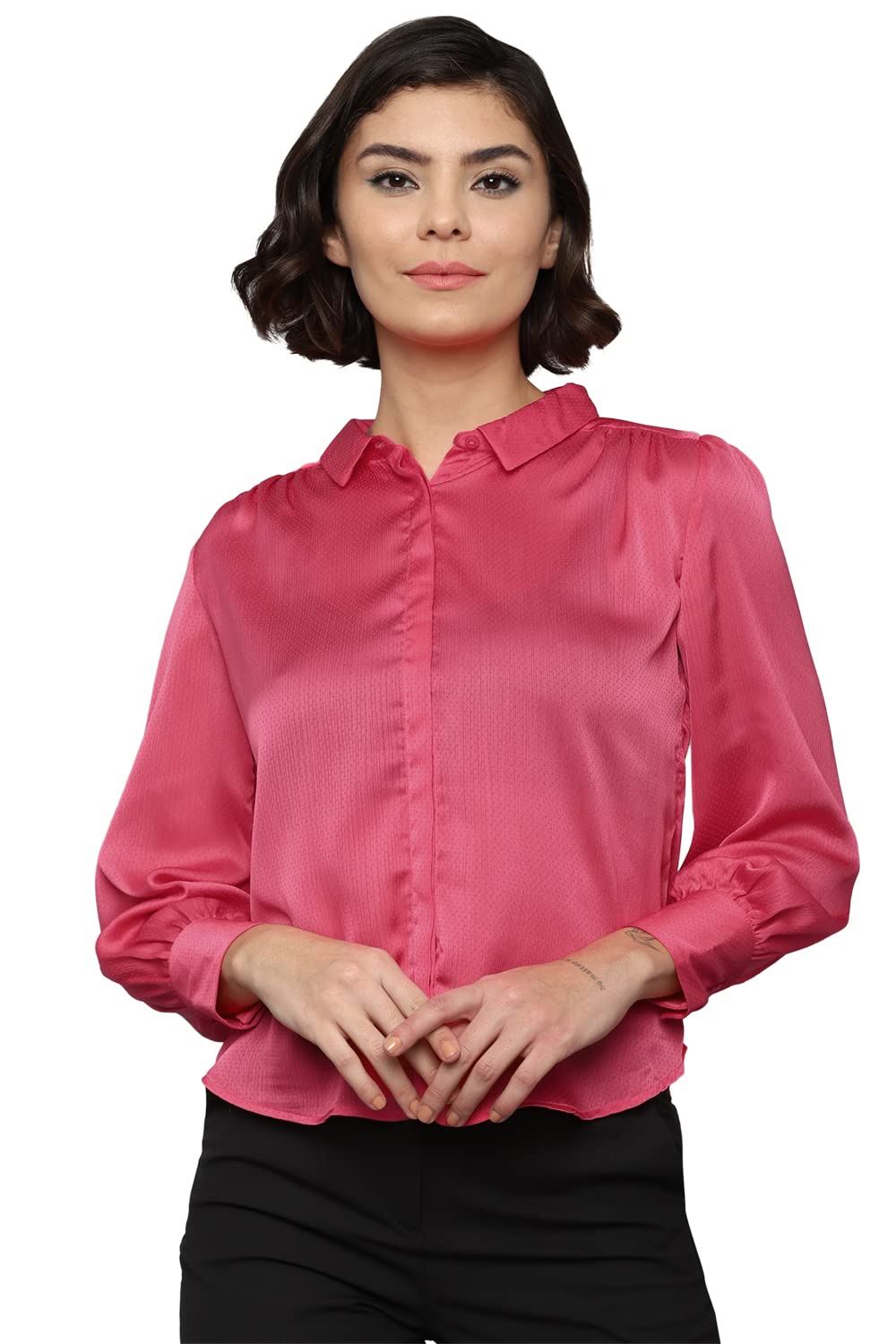 Allen Solly Women Casual Cotton Full Sleeve Stretch Skirt