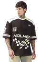 Hubberholme Men Cotton Terry Printed Oversized Round Neck Half Sleeves Tshirts 12 Brown