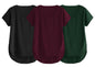 Fabricorn Combo Of Three Plain Bottle Green, Black And Wine V-Neck Up And Down Cotton Tshirt For Women (Bottle Green, Black, Win