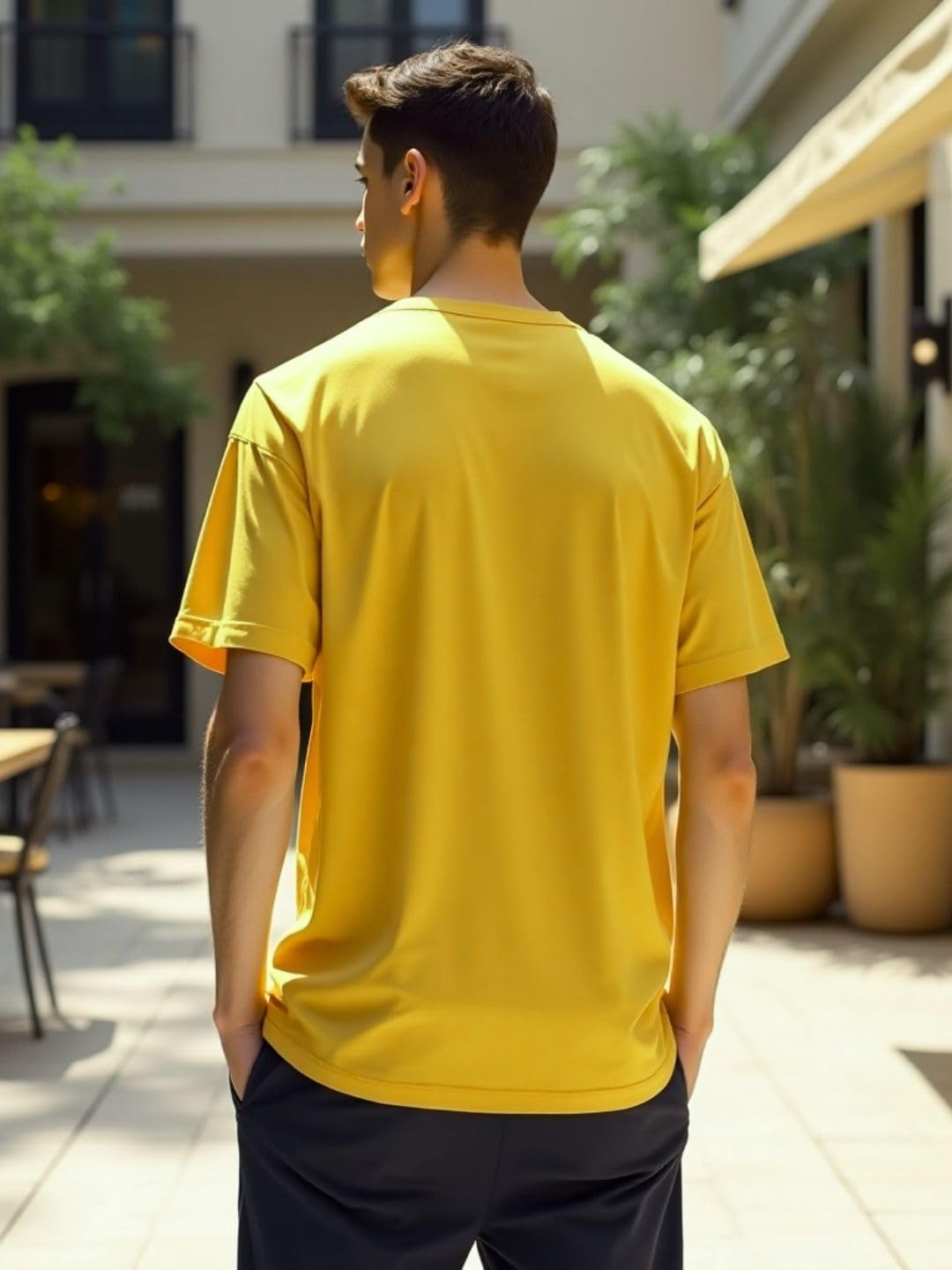 Nobero MenS Oversized Fit T-Shirt (1M-Twts-R0039_Mustard Yellow