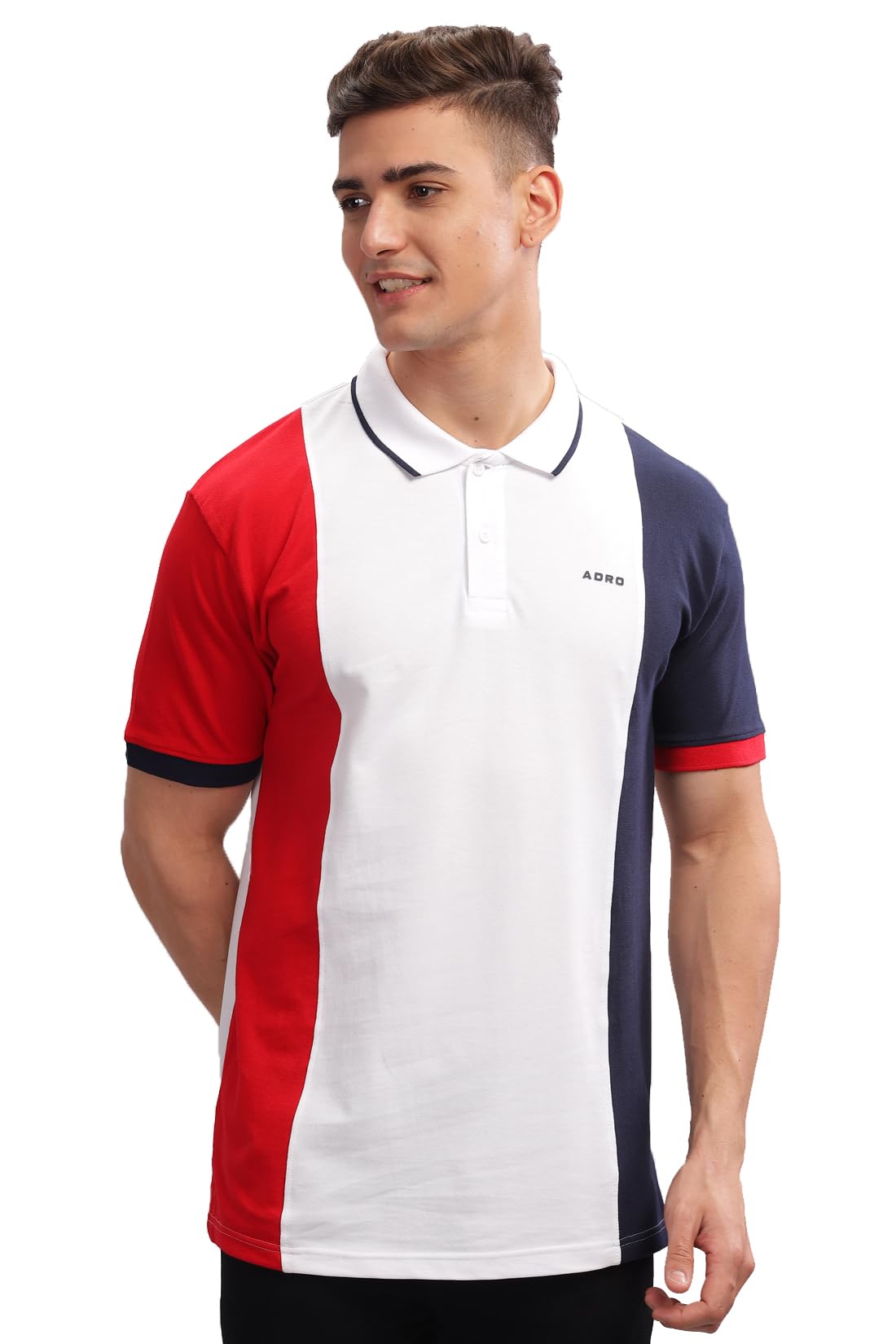 ADRO Regular Fit Polo Tshirt in 100% Cotton Multi Color Polo Also in Plus Size_PN24-L1-RDWHNB