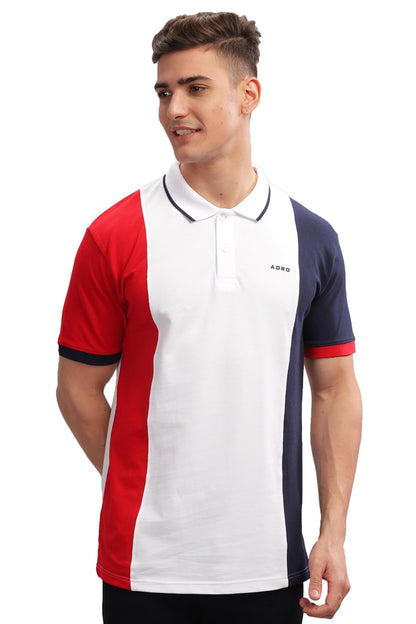 ADRO Regular Fit Polo Tshirt in 100% Cotton Multi Color Polo Also in Plus Size_PN24-L1-RDWHNB