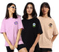 Juneberry Pure Cotton Oversized Loose Baggy Fit Drop Shoulder Half Sleeve Cool Front & Back Graphic Printed Round Neck T-Shirt F