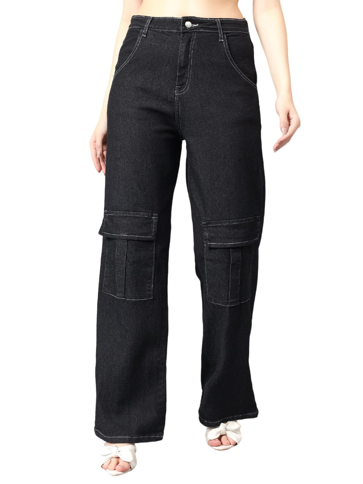 Kotty WomenS High Rise Solid Comfortable Stretchable Jeans(Black,28)