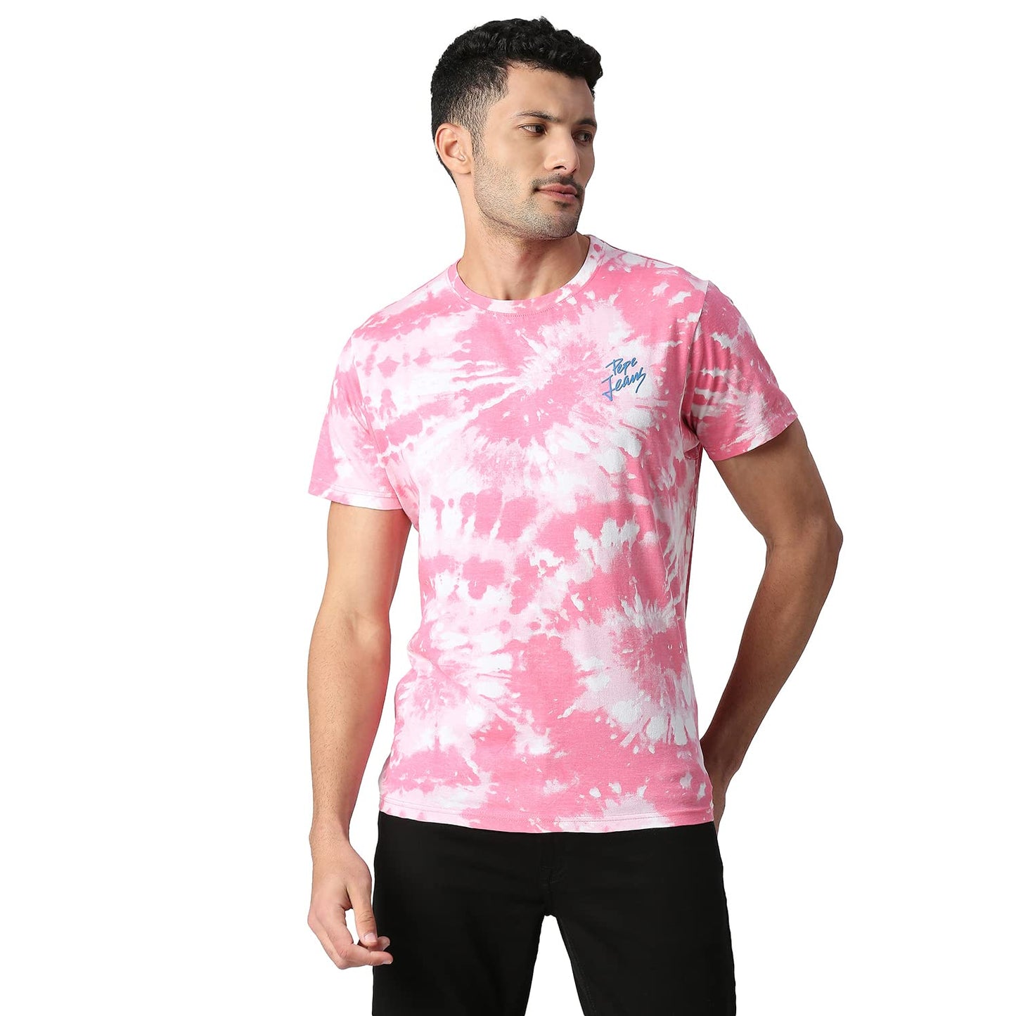 Pepe Jeans Santosa All Over Tie & Dye Printed Tee, Pink, L