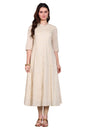 Aurelia Womens Foil Printed Zari Embellished Anarkali Pure Cotton Beige Kurta and Legging Set (Size-S)-AS15998-509141