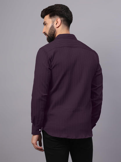 Finivo Fashion MenS Casual Button Down Shirts Long Sleeve Linen Shirt Fashion Textured Beach Summer Shirts Purple