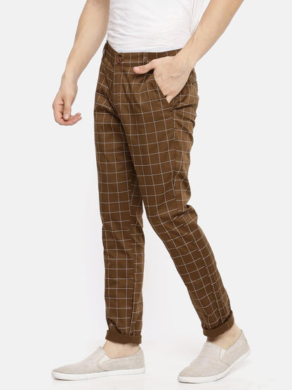 The Indian Garage Co Men Slim Fit Checked Mid-Rise Chinos