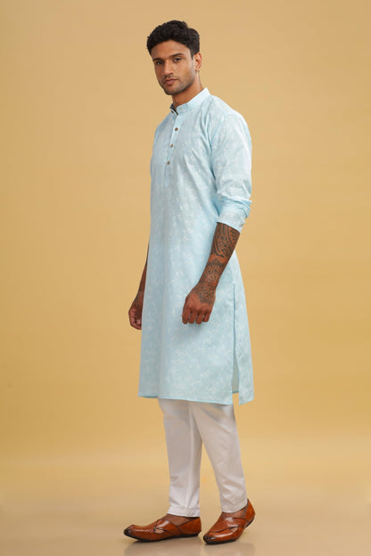 Be Active MenS Cotton Regular Kurta (C-599-2_Blue-1