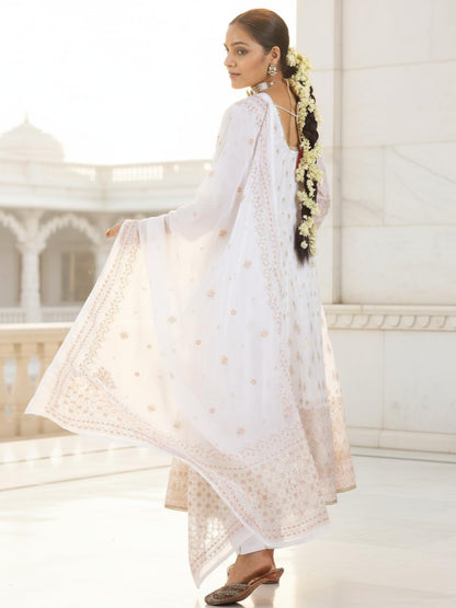 Libas Off White Organza Printed Kurta Sets For Women