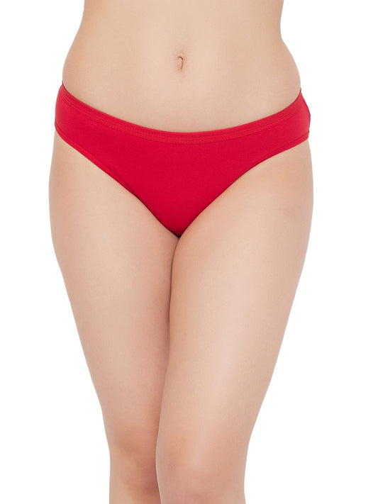 Clovia WomenS Cotton Blend Regular Solid Bikini Style Underwear (Pack Of 1) (Pn1219A04L_Red_L)