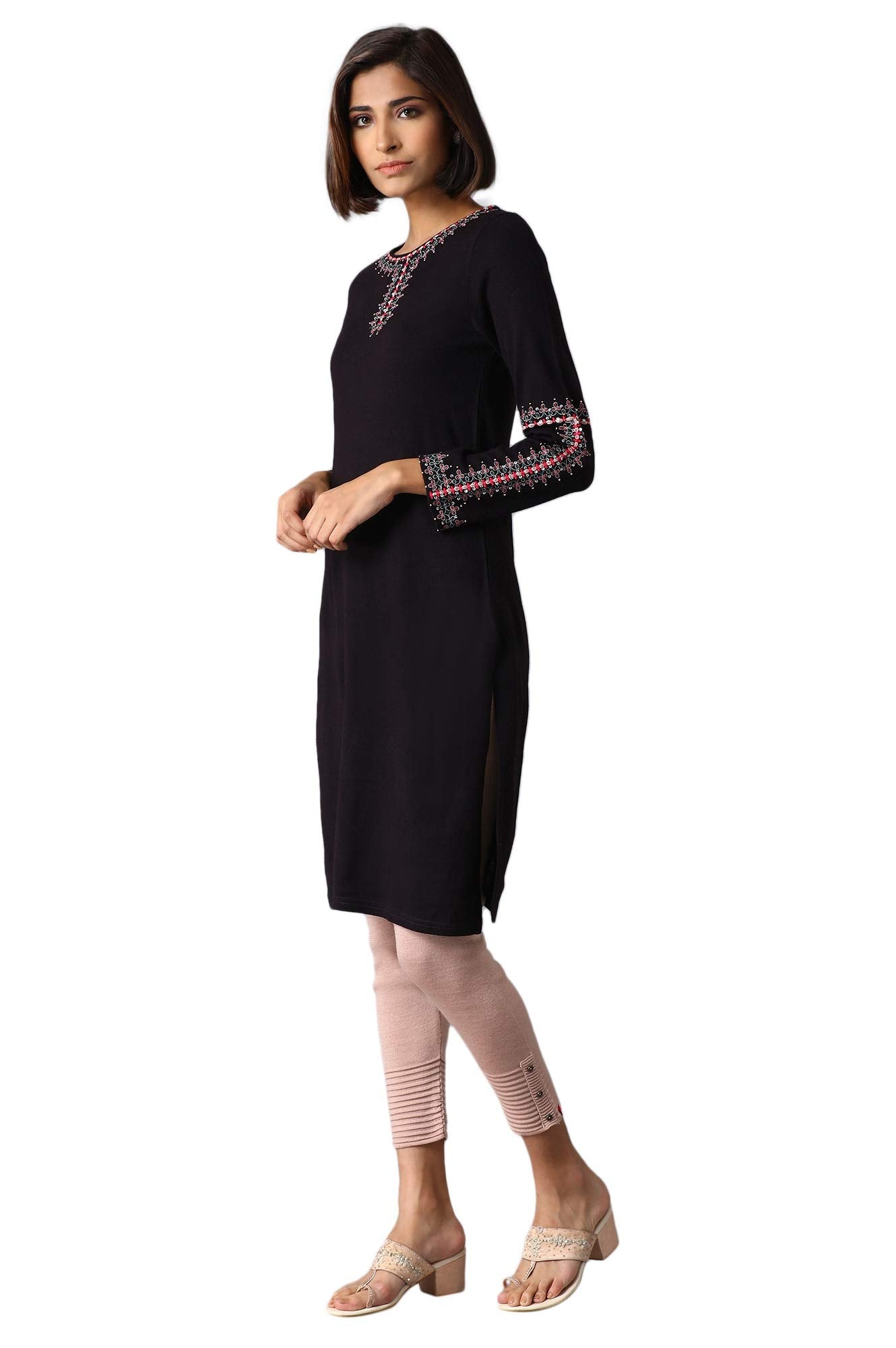 W for Woman Purple Solid Acrylic Kurta