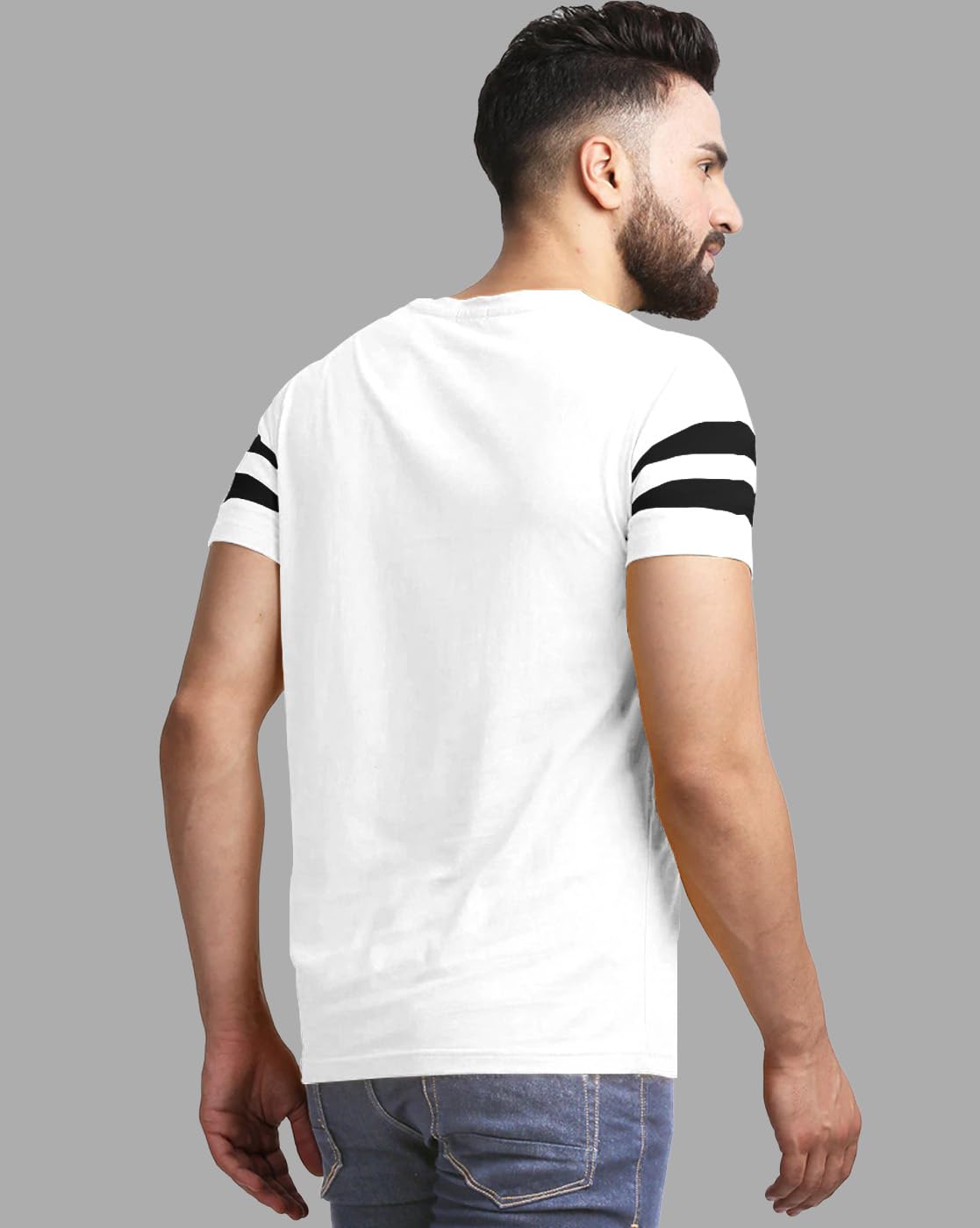 Noble Monk Men Regular Fit T-Shirt | Round Neck | Half Sleeve | Self Design | Casual T Shirt For Men White Black
