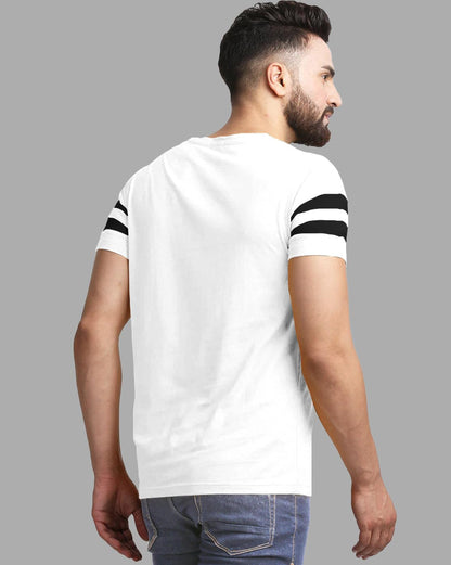 Noble Monk Men Regular Fit T-Shirt | Round Neck | Half Sleeve | Self Design | Casual T Shirt For Men White Black