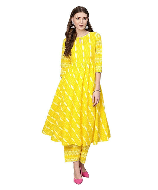 ANNI DESIGNER Women's Cotton A-Line Kurta with Pant