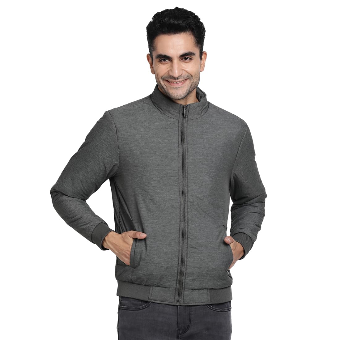 Turtle Men Nylon Solid Regular Fit Full Sleeve Grey Windcheater Jacket