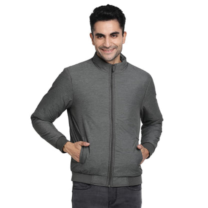 Turtle Men Nylon Solid Regular Fit Full Sleeve Grey Windcheater Jacket