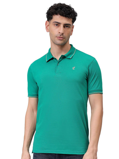 The Indian Garage Co Men Slim Fit Solid Polo Collar Tshirt