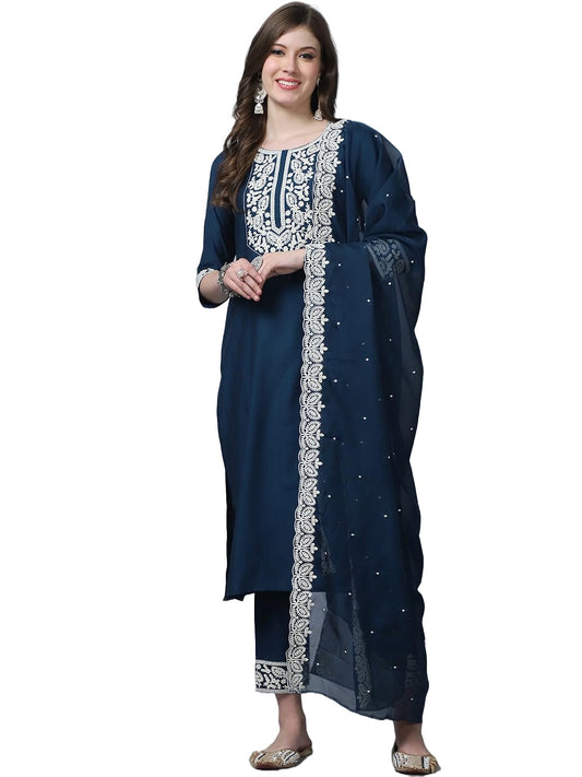 Alvami Embroidery Kurta and Pant Set with Dupatta