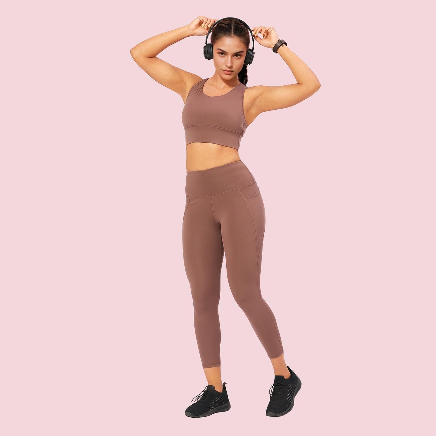 Enamor Womens Polyester Wire Free Casual Padded Sports Bra (A202_Nutmeg